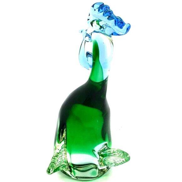 Vintage Murano Green Blue Sommerso Art Glass Rooster - Picture 10 of 16